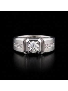 0.525CT 足鉑金 男裝方框圓形培育鑽戒 - 0.525CT PT950 SQUARE DESIGN ROUND-CUT LAB-GROWN DIAMOND RING