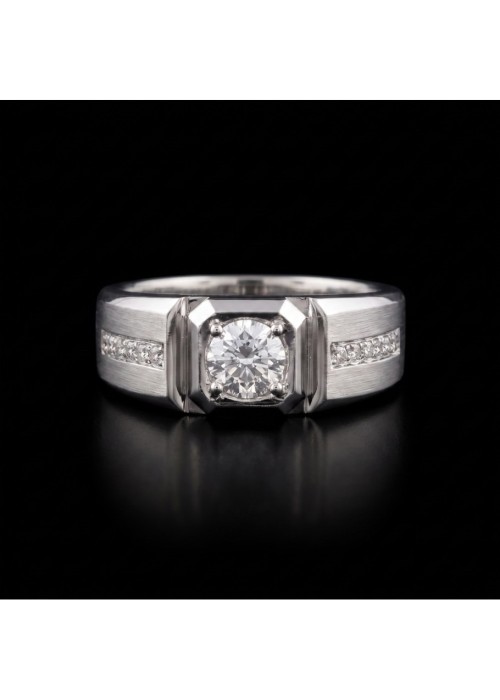 0.525CT 足鉑金 男裝方框圓形培育鑽戒 - 0.525CT PT950 SQUARE DESIGN ROUND-CUT LAB-GROWN DIAMOND RING
