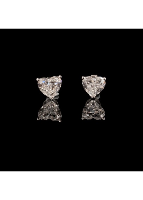 2.16CT 18K白金 對裝心形培育鑽耳環 - 2.16CT 18K White Gold  Heart-Cut LAB-GROWN DIAMOND Earrings  (Pair)